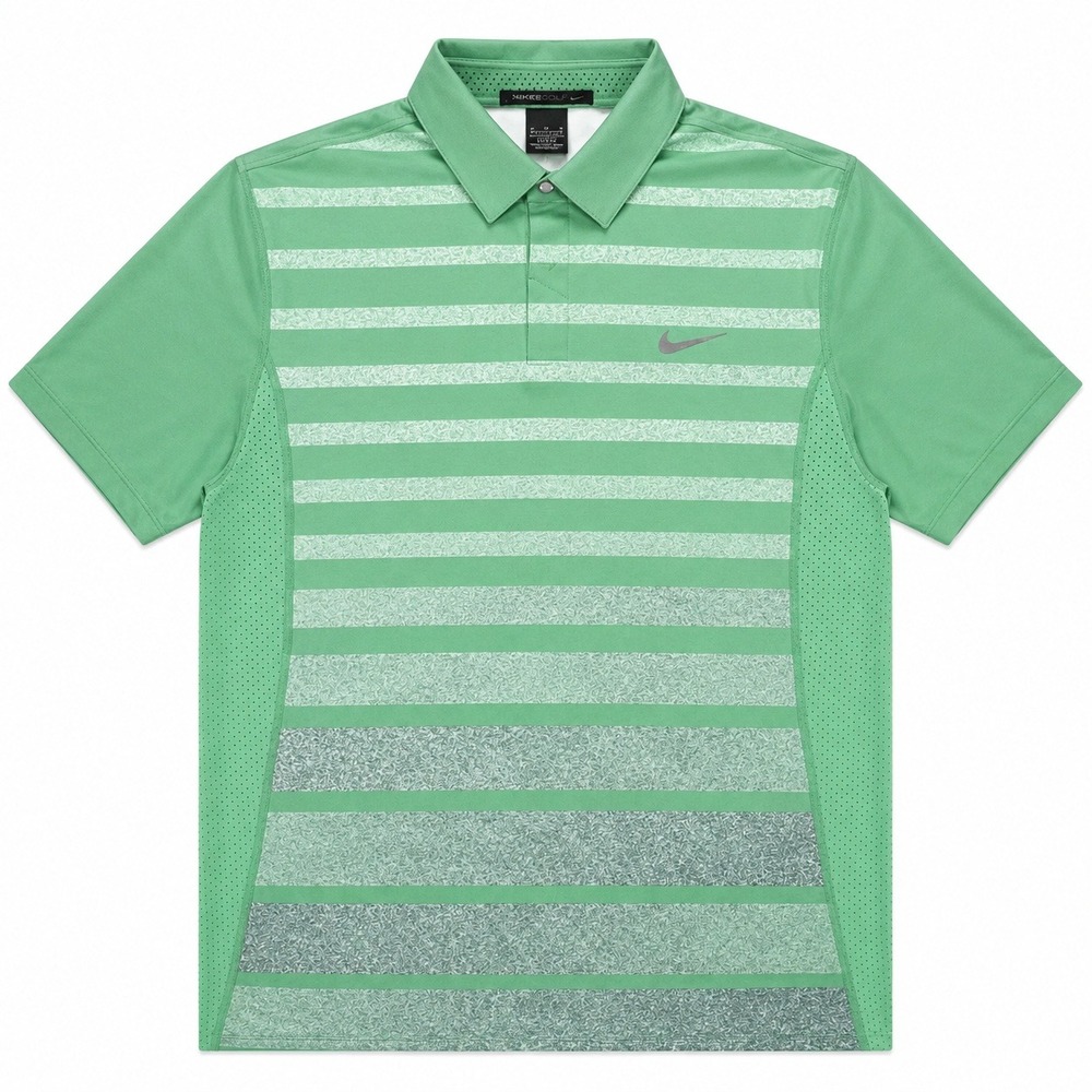Nike Polo Shirt Mens Small Tiger Woods Collection Golf Dri-FIT Striped Green